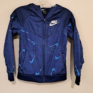 Nike Kids Small Windbreaker rain jacket Loose Fit blue with full zipper